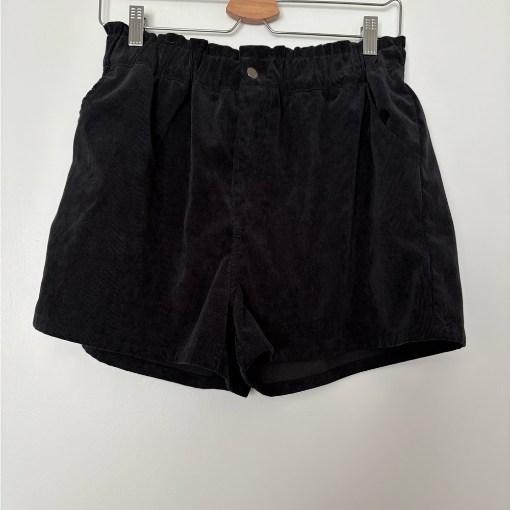 Mittoshop High Waist Black Corduroy Women's Shorts Size L